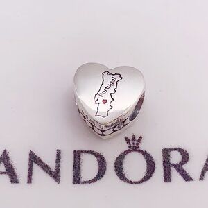 Pandora Portuga  Map I love Portuga  Heart Charm
